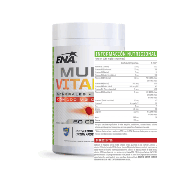 MULTIVITAMIN CON CAFEÍNA 60 CAPSULAS - ENA - Imagen 2