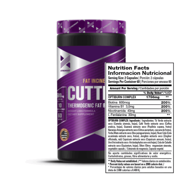 CUTTER THERMOGENIC FAT BURNER 120 CÁPSULAS QUEMADOR  - XTRENGHT NUTRITION - Imagen 2