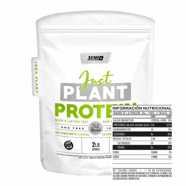 JUST PLANT 908 GR SIN SABOR PROTEÍNA VEGANA - STAR NUTRITION - Imagen 2
