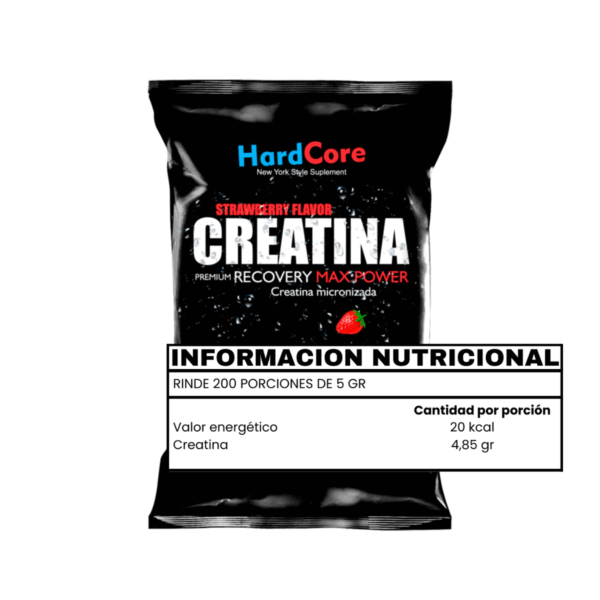 CREATINA MICRONIZADA 1 KG SABOR FRUTILLA - HARDCORE - Imagen 2
