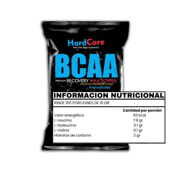 BCAA 1 KG AMINOACIDOS RAMIFICADOS FRUTILLA - HARDCORE - Imagen 2