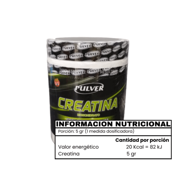 CREATINA MONOHIDRATADA 300 GR 100% PURA - PULVER - Imagen 2