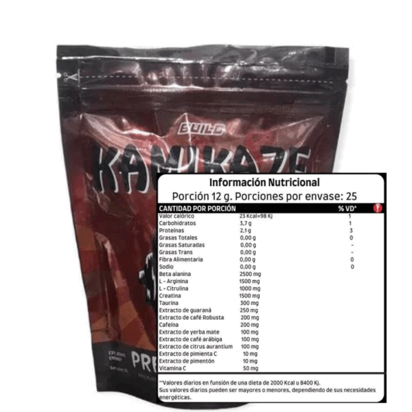 KAMIKAZE PRE WORKOUT (300 GR) PRE ENTRENO - BUILD - Imagen 2