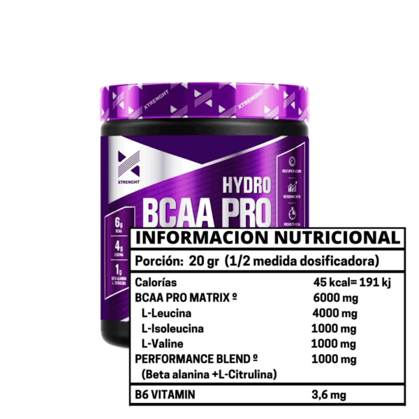 HYDRO BCAA PRO 360 GR AMINOACIDOS FRUIT PUNCH - XTRENGHT - Imagen 2