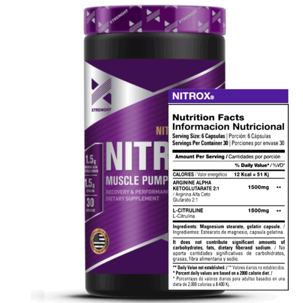 NITROX 180 COMPRIMIDOS ÓXIDO NÍTRICO - XTRENGHT - Imagen 2