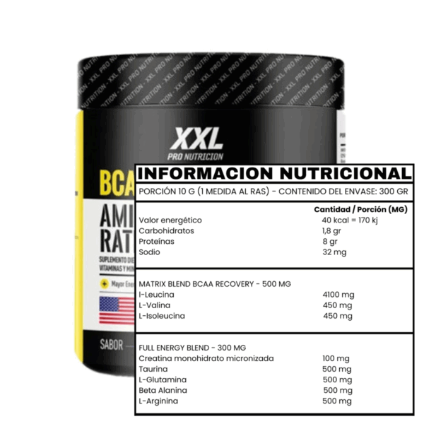 BCAA FULL RECOVERY 300 GR FRUTOS ROJOS - XXL PRO NUTRITION - Imagen 2