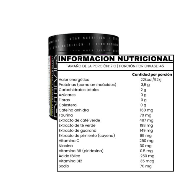 PUMP 3D RIPPED PRE ENTRENO CON QUEMADOR LIMÓN FRUTILLA - STAR NUTRITION - Imagen 2