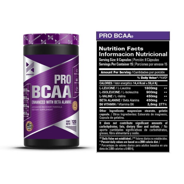 PRO BCAA 120 CAPSULAS AMINOACIDOS RAMIFICADOS - XTRENGHT NUTRITION - Imagen 2