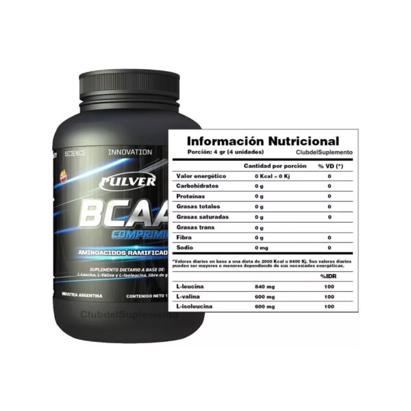 BCAA AMINOÁCIDOS RAMIFICADOS 120 COMPRIMIDOS - PULVER - Imagen 2