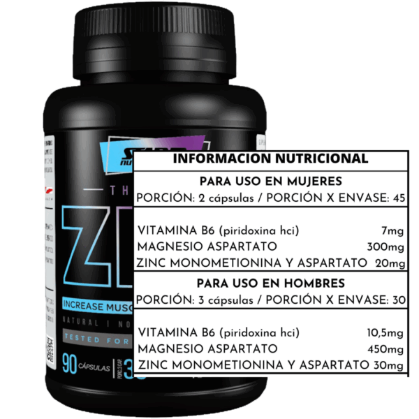 ZMA  (90 CAPSULAS) ZINC MAGNESIO Y VITAMINA B6 - STAR NUTRITION - Imagen 2