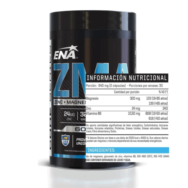 ZMA (60 CAPS) Zinc Magnesio y Vitamina B6 - ENA SPORT - Imagen 2