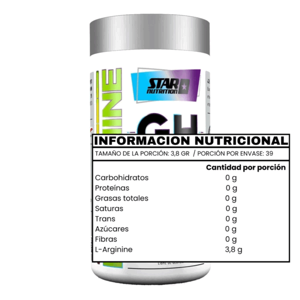 L-ARGININE GH VASODILATADOR STAR NUTRITION 150 Gr - Imagen 2