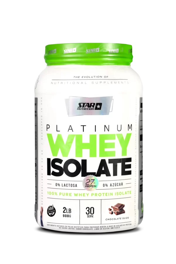 ISOLATADA PLATINUM WHEY ISOLATE 0% AZÚCAR 0% LACTOSA 908 GR CHOCOLATE - STAR NUTRITION
