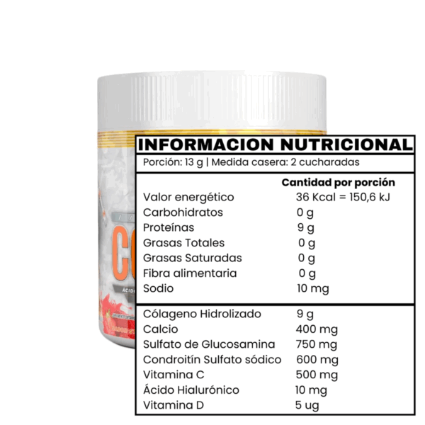 COLLAGEN 8.0 (260Gr) Colageno hidrolizado Frutilla - GENERATION FIT - Imagen 2