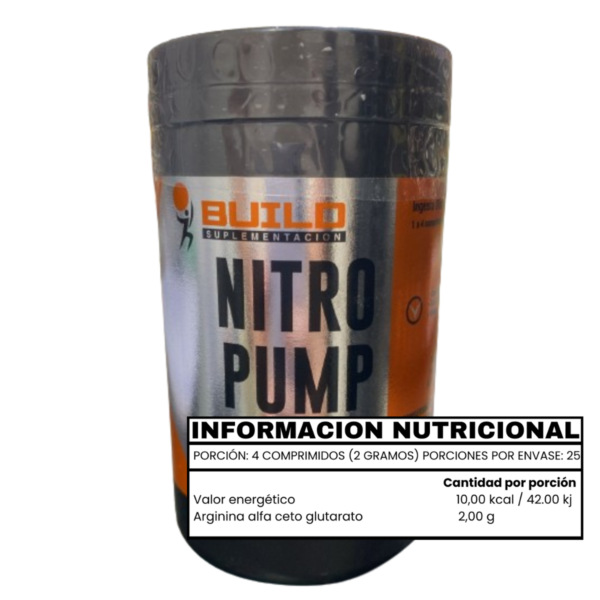 NITRO PUMP OXIDO NÍTRICO (100 COMPRIMIDOS) - BUILD - Imagen 2