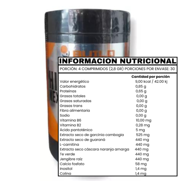 HIDROXY-K QUEMADOR DE GRASAS 120 TABLETAS - BUILD - Imagen 2
