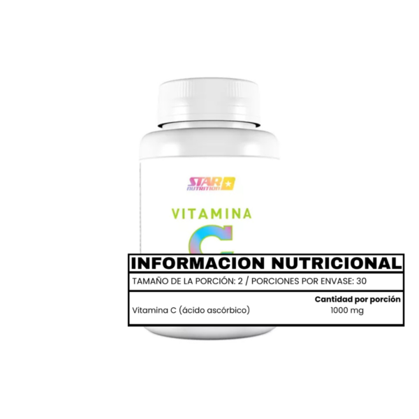 VITAMINA C 60 CÁPSULAS ÁCIDO ASCÓRBICO - STAR NUTRITION - Imagen 2