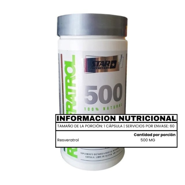 RESVERATROL 500 (60 CAPSULAS) - STAR NUTRITION - Imagen 2