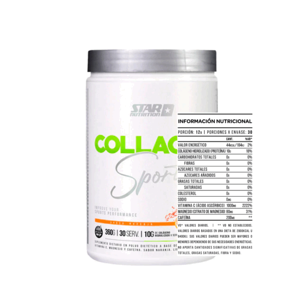 Collagen Sport 360 Gr Colageno Hidrolizado Naranja - Star Nutrition - Imagen 2