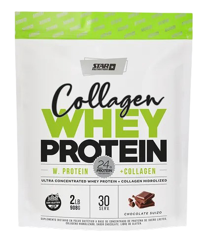 COLLAGEN WHEY PROTEIN PROTEÍNA + COLAGENO 908 GR CHOCOLATE - STAR NUTRITION