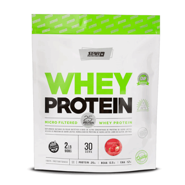WHEY PROTEIN DOY PACK 908 Gr FRUTILLA - STAR NUTRITION