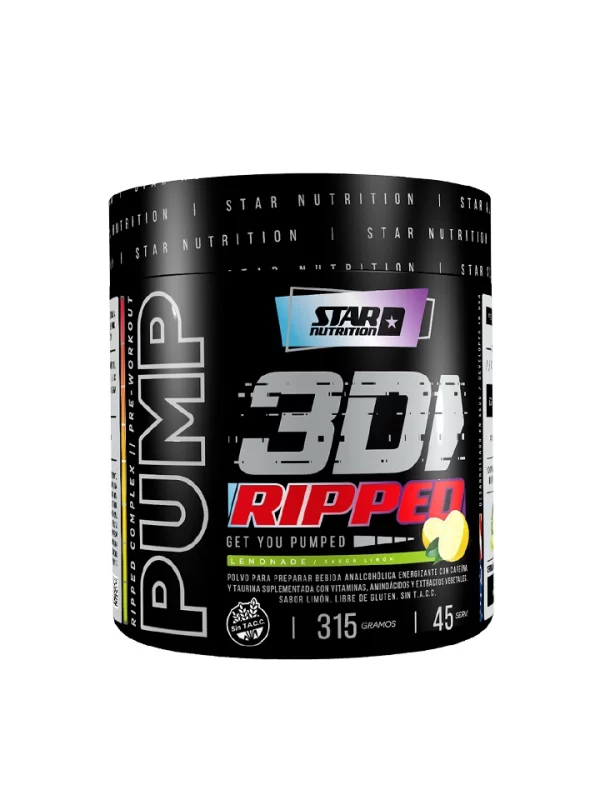 PUMP 3D RIPPED PRE ENTRENO CON QUEMADOR 315 GR LIMÓN - STAR NUTRITION