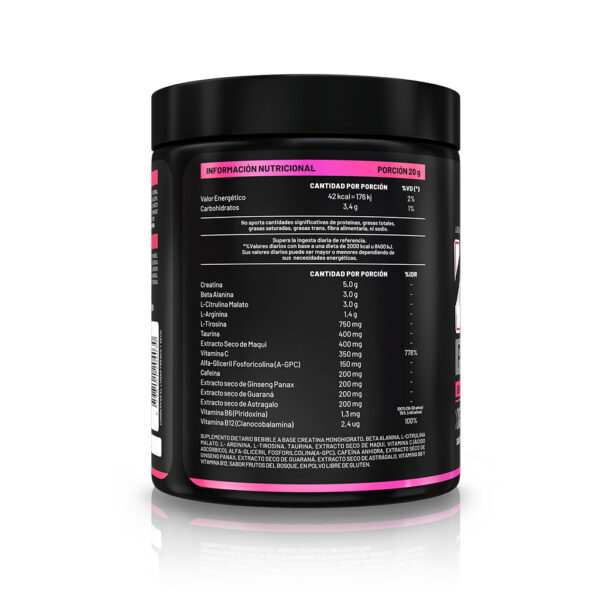 WILD PRE-WORKOUT FRUTOS DEL BOSQUE 400 GR - GENTECH - Imagen 2