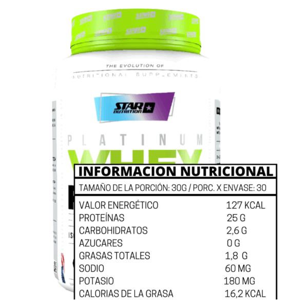 PLATINUM WHEY PROTEIN 908 GR TACHO COOKIES - STAR NUTRITION - Imagen 2