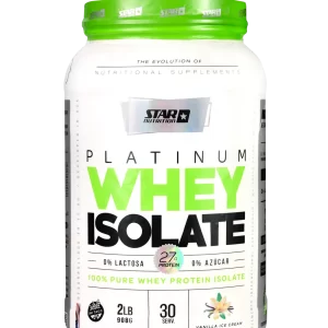 ISOLATADA PLATINUM WHEY ISOLATE 0% AZÚCAR 0% LACTOSA 908 GR VAINILLA - STAR NUTRITION