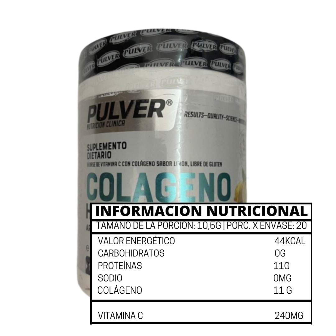 COLAGENO HIDROLIZADO CON VITAMINA C LIMÓN 240 GR - PULVER - Imagen 2