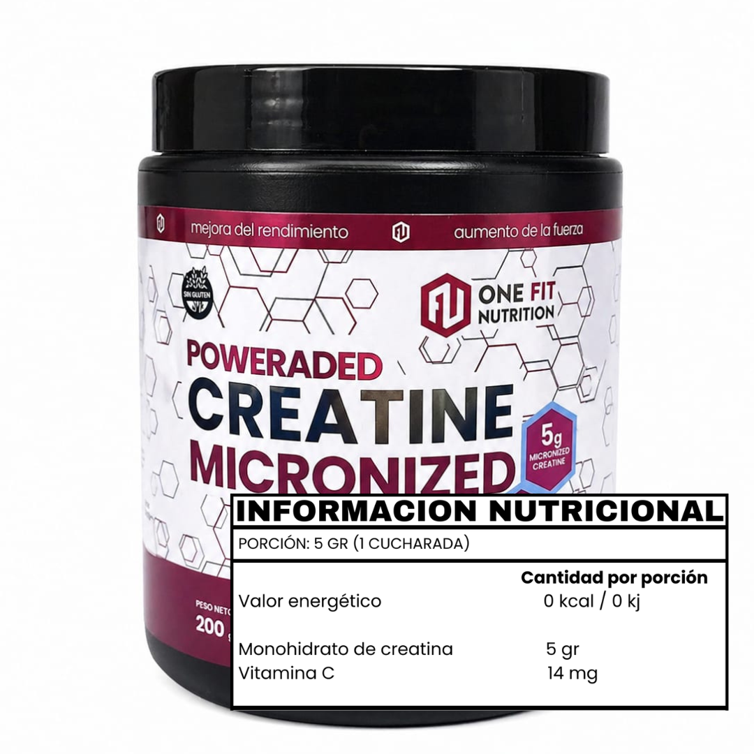CREATINA MONOHIDRATO MICRONIZADA 200 GR - ONE FIT - Imagen 2