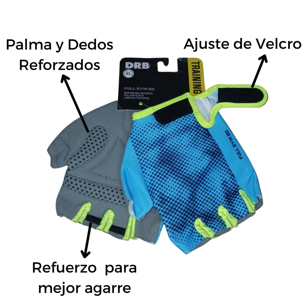 GUANTES DE ENTRENAMIENTO UNISEX COLOR CELESTE TALLE L - DRB - Imagen 4