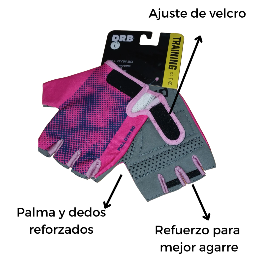 GUANTES DE ENTRENAMIENTO UNISEX COLOR ROSA TALLE M - DRB - Imagen 5
