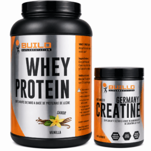 COMBO BUILD WHEY PROTEIN 1KG (vainilla, frutilla, chocolate )+ CREATINA 300GR